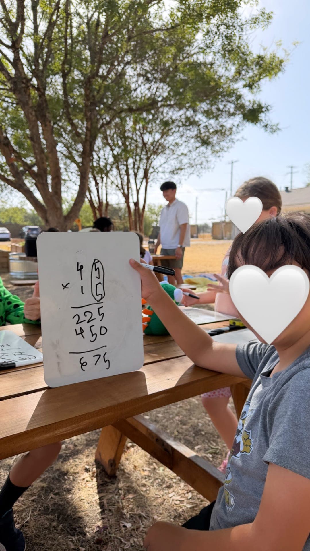 Upper elementary — multi-digit multiplication practice outdoors