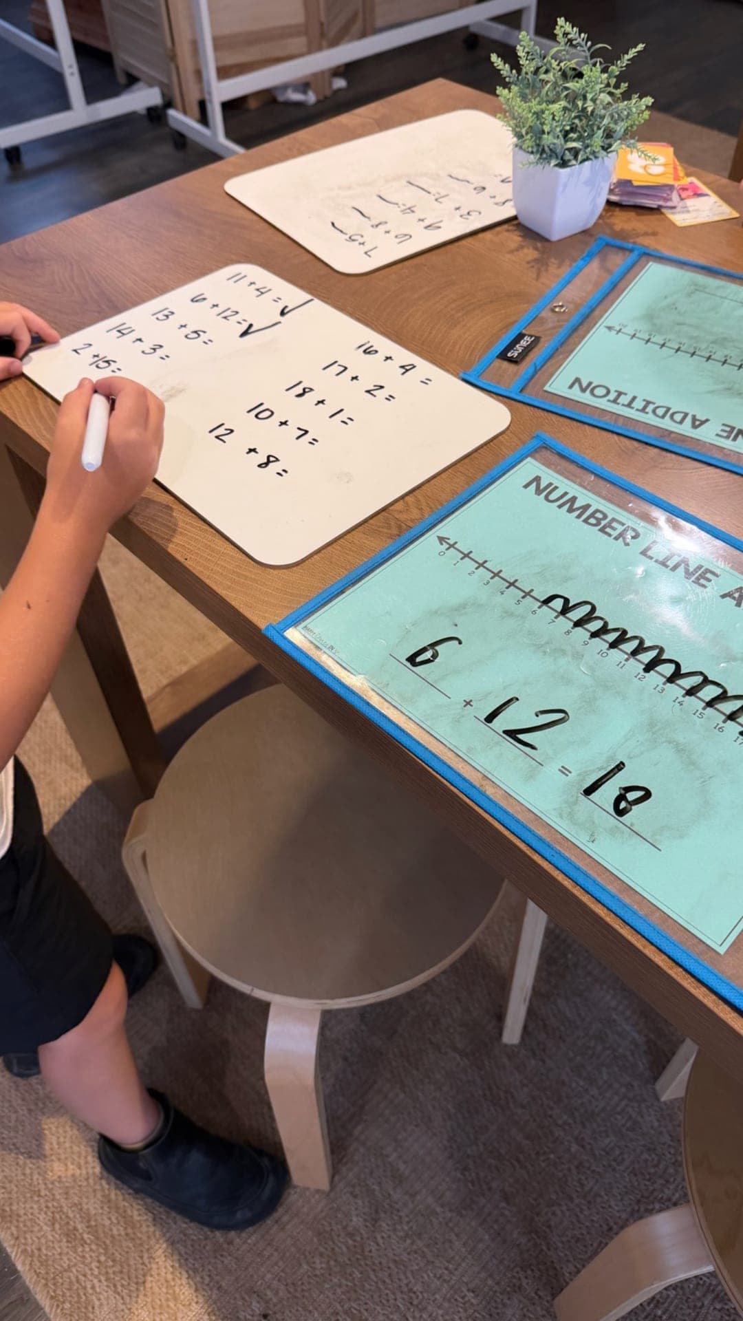 Lower elementary — number line addition with whiteboards