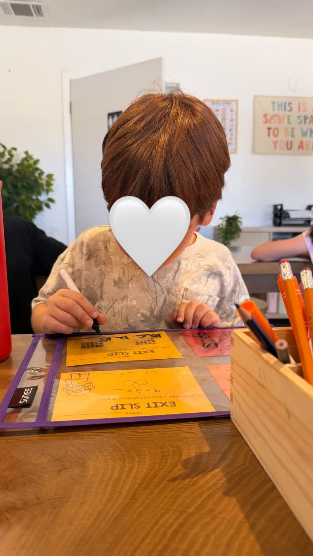 Lower elementary — make-a-ten addition on dry-erase exit slips