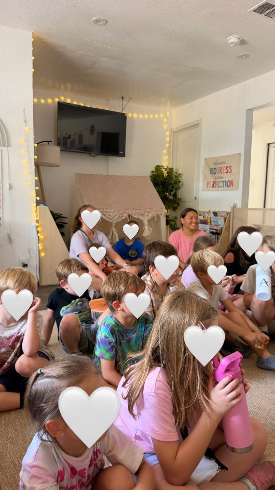 Cross-grade community circle — mixed ages learning together