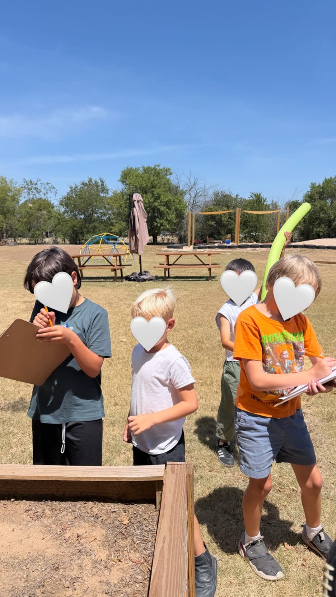 Nature scavenger hunt — recording observations near the garden beds
