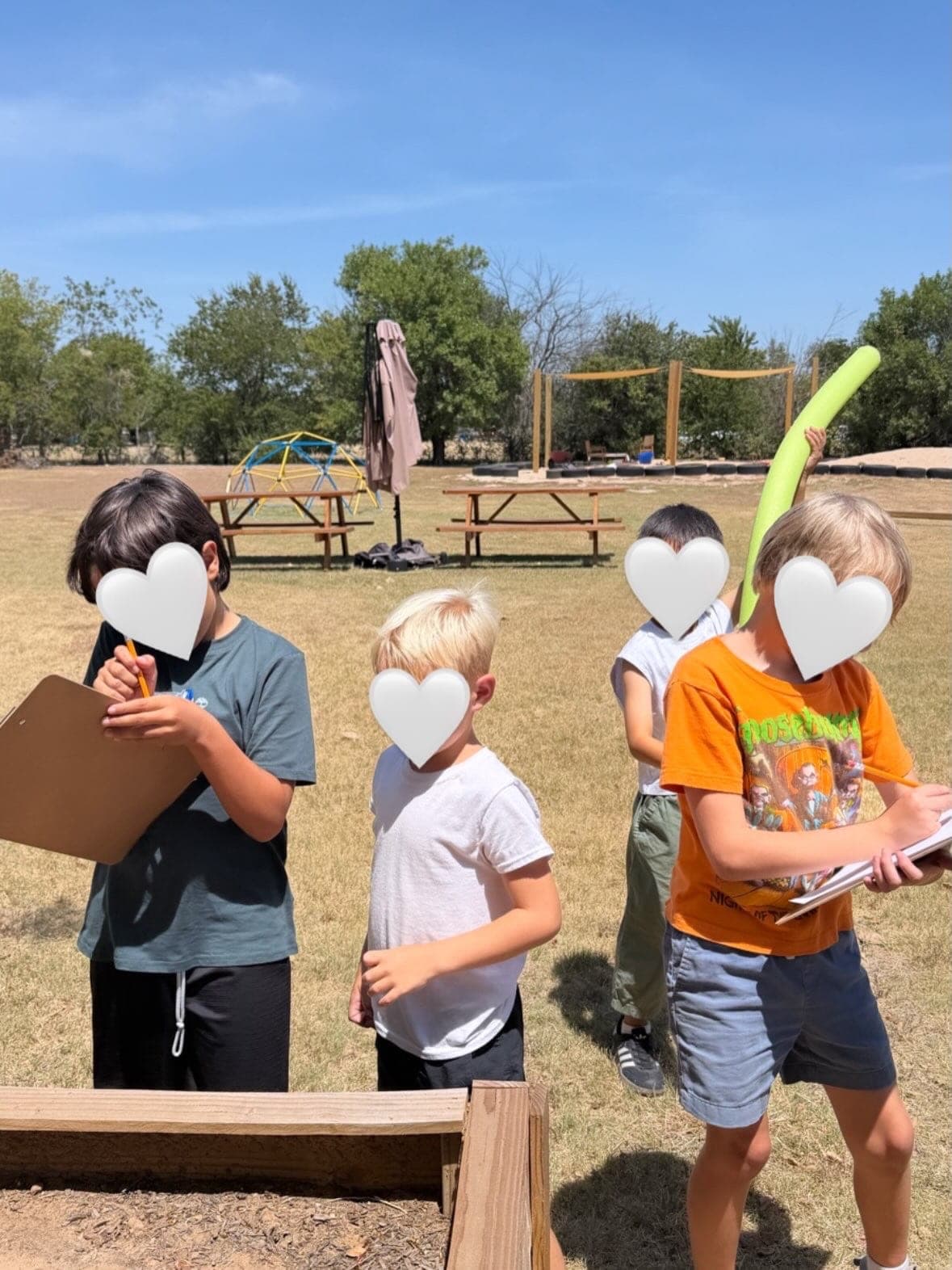 Upper elementary on a partner nature scavenger hunt